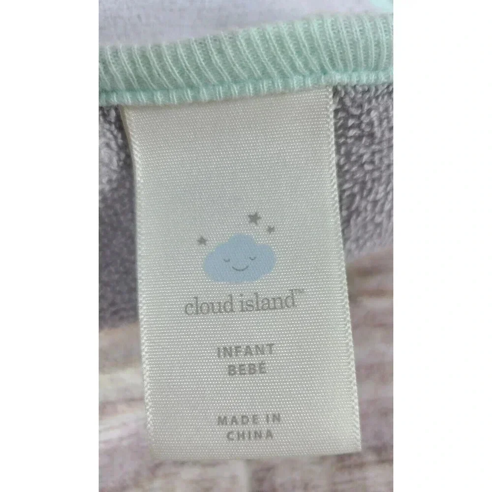Cloud Island Terry Plush Elephant Lovey Washcloth Gray Mint Trim 9